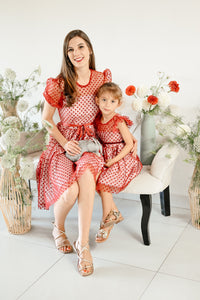 RED DOTS DRESS FOR MINI's