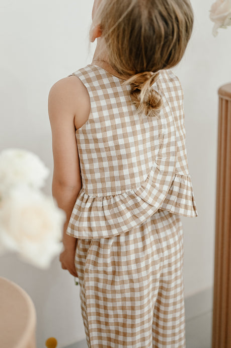 PLAID MINI FRILL BACK TOP
