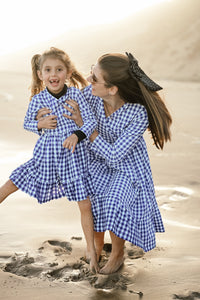 PLAID CROSS ELASTIC MOMMY DRESS