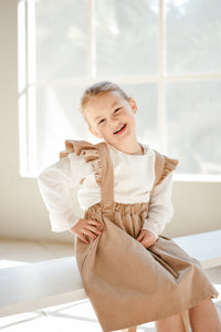 MINI CORDUROY FRILL SUSPENDER SKIRT