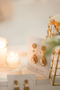 Nude floral Clay Earrings