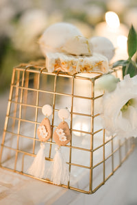 Nude floral tassel Clay Earrings